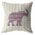 Palacedesigns 20 in. Magenta Elephant Indoor & Outdoor Zip Throw Pillow PA3669429